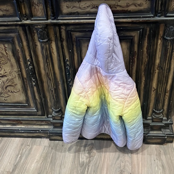 GIRLS EDDIE BAUER FLEECED LINED RAINBOW COLORED JACKET SIZE MEDIUM ( 10-12) - Picture 3 of 3